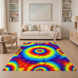 Vibrant Rainbow Spiral Washable Area Rug