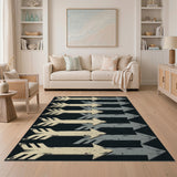 Distressed Grey Arrow Pattern Area Rug