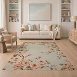 Blush Pink Rose Floral Vintage Floral Vintage Area Rug