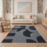 Bold Geometric Black Grey Area Rug