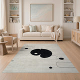 Geometric Black Yin-Yang Beige Area Rug