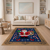 Jolly Santa Claus Candy Cane Christmas Area Rug