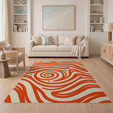Abstract Area Red Vibrant Red Swirl Abstract Area Rug