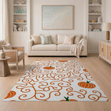 Orange Pumpkin Vine Swirl Area Rug