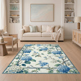 Floral Vintage Blue Hydrangea Floral Vintage Area Rug