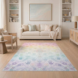 Rainbow Handprint Kids Washable Area Rug