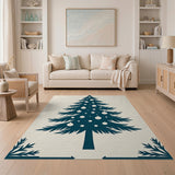 Navy Christmas Tree Silhouette Area Rug