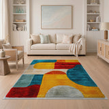 Vibrant Multi-Color Geometric Shag Area Rug