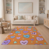 Adorable Cartoon Hearts Kids Area Rug