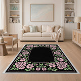 Pink Floral Vintage Washable Area Rug