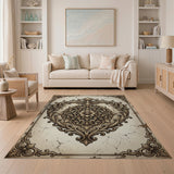Ornate Gilded Heart Mandala Area Rug