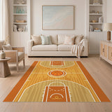Basketball Geometric Modern Orange Basketball Court Area Rug