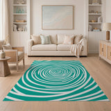 Hypnotic Teal Spiral Area Rug