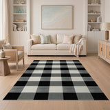 Classic Black White Buffalo Check Black and White Area Rug
