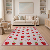 Cute Strawberry Pixel Crochet Area Rug