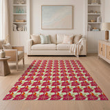 Bold Red Fish Geometric Area Rug