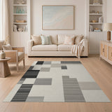 Black and White Modern Geometric Black Stripe Area Rug