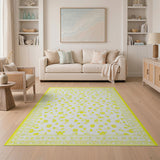 Sunny Yellow Floral Vintage Area Rug