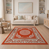 Elegant Red Persian Mandala Area Rug