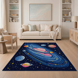 Whimsical Galaxy Planets Kids Area Rug