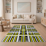 Geometric Modern Yellow Bold Yellow Black Geometric Area Rug