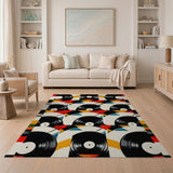 Multi-Color Vinyl Records Geometric Area Rug