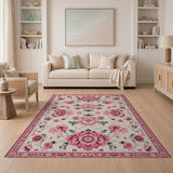 Pink Pink Peony Floral Vintage Area Rug