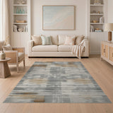 Abstract Grey Geometric Modern Area Rug