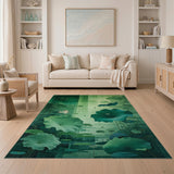 Ethereal Green Lotus Pond Area Rug