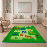 Green ABC Animals Alphabet Kids Rug