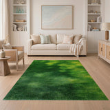 Green Lush Green Grass Shag Area Rug