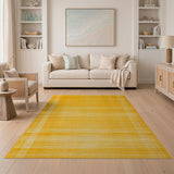 Distressed Yellow Plaid Area Rug