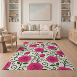 Vibrant Pink Peony Floral Floral Vintage Area Rug