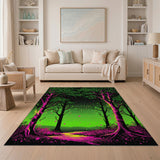 Neon Glow Forest Path Area Rug