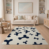 Playful Black Dog Bone Pattern Area Rug