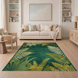 Golden Ferns on Emerald Area Rug
