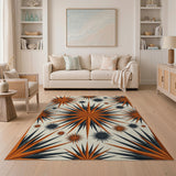 Orange Starburst Geometric Area Rug