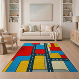 Vibrant Geometric Roadway Area Rug