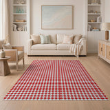 Geometric Modern Bold Red Gingham Checkered Area Rug