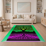 Fractal Tree of Life Area Rug - Neon Green Pink