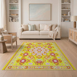 Radiant Yellow Persian Floral Medallion Rug