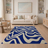 Wavy Navy Abstract Area Rug