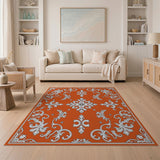 Ornate Orange Persian Floral Area Rug