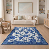 Blue Peony Chinoiserie Area Rug
