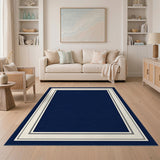 Navy Blue Double Border Area Rug