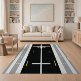 Airport Runway Airplane Geometric Area Rug