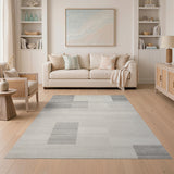 Geometric Modern Grey Block Geometric Area Rug