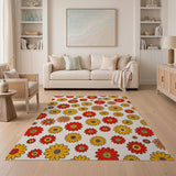Vibrant Retro Spiral Flower Area Rug