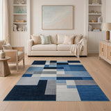 Geometric Modern Modern Blue Block Geometric Area Rug