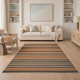 Bold Orange Striped Southwestern Rug